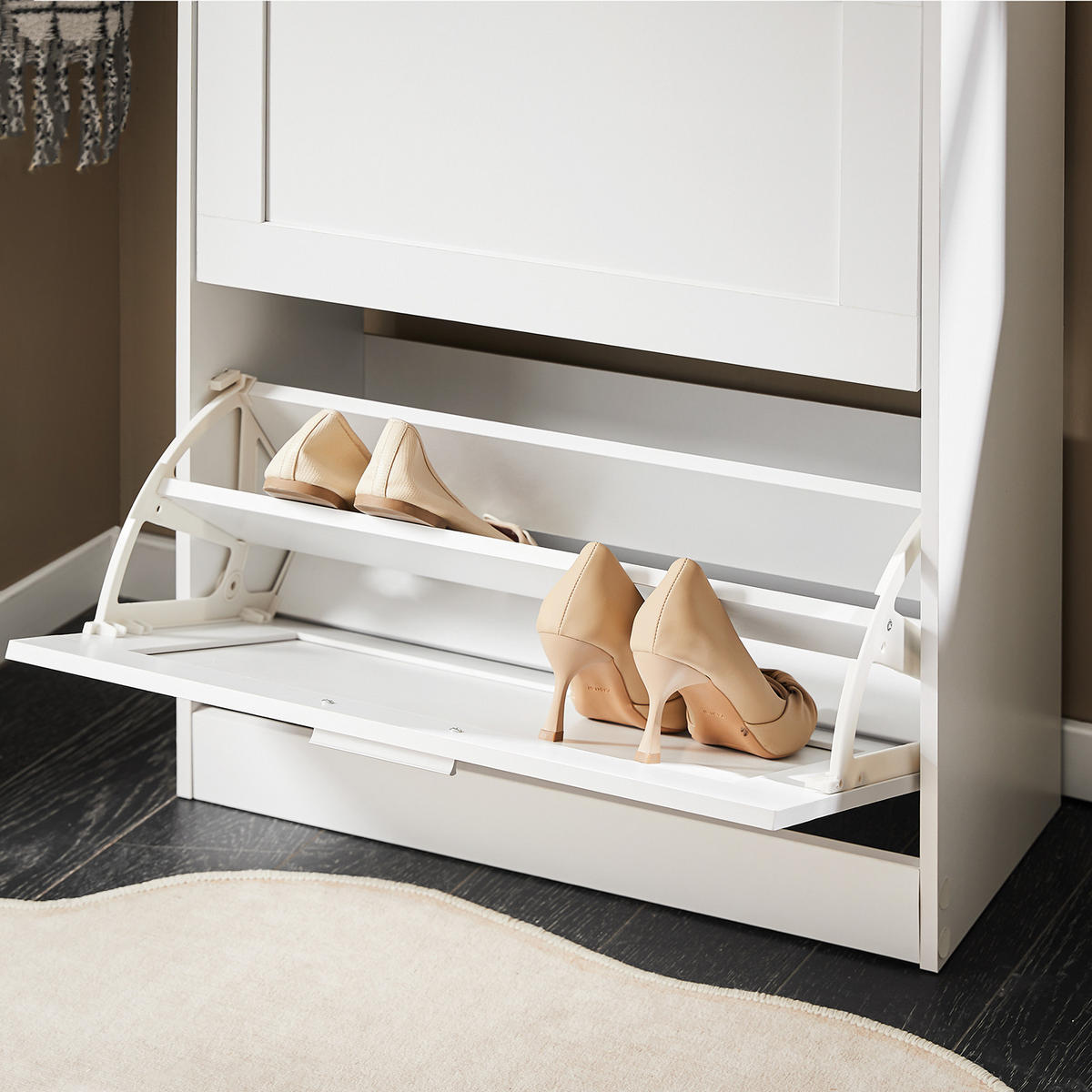 SCHUHSCHRANK Weiß - Weiß, Holzwerkstoff (60/80/25cm) - SoBuy