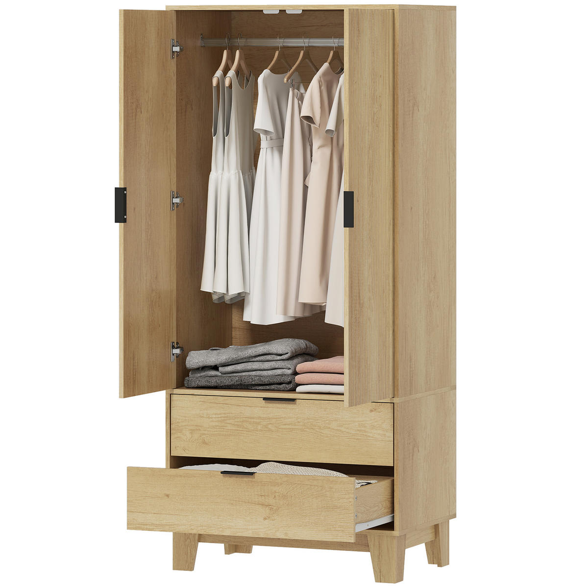 KLEIDERSCHRANK Naturfarben 80/50/180 cm - Naturfarben, Holzwerkstoff (50/180/80cm) - PANGIVO