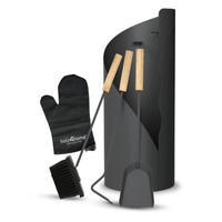 KAMINBESTECK Set 5-tlg. - Schwarz, Metall (20/50/20cm) - holz4home