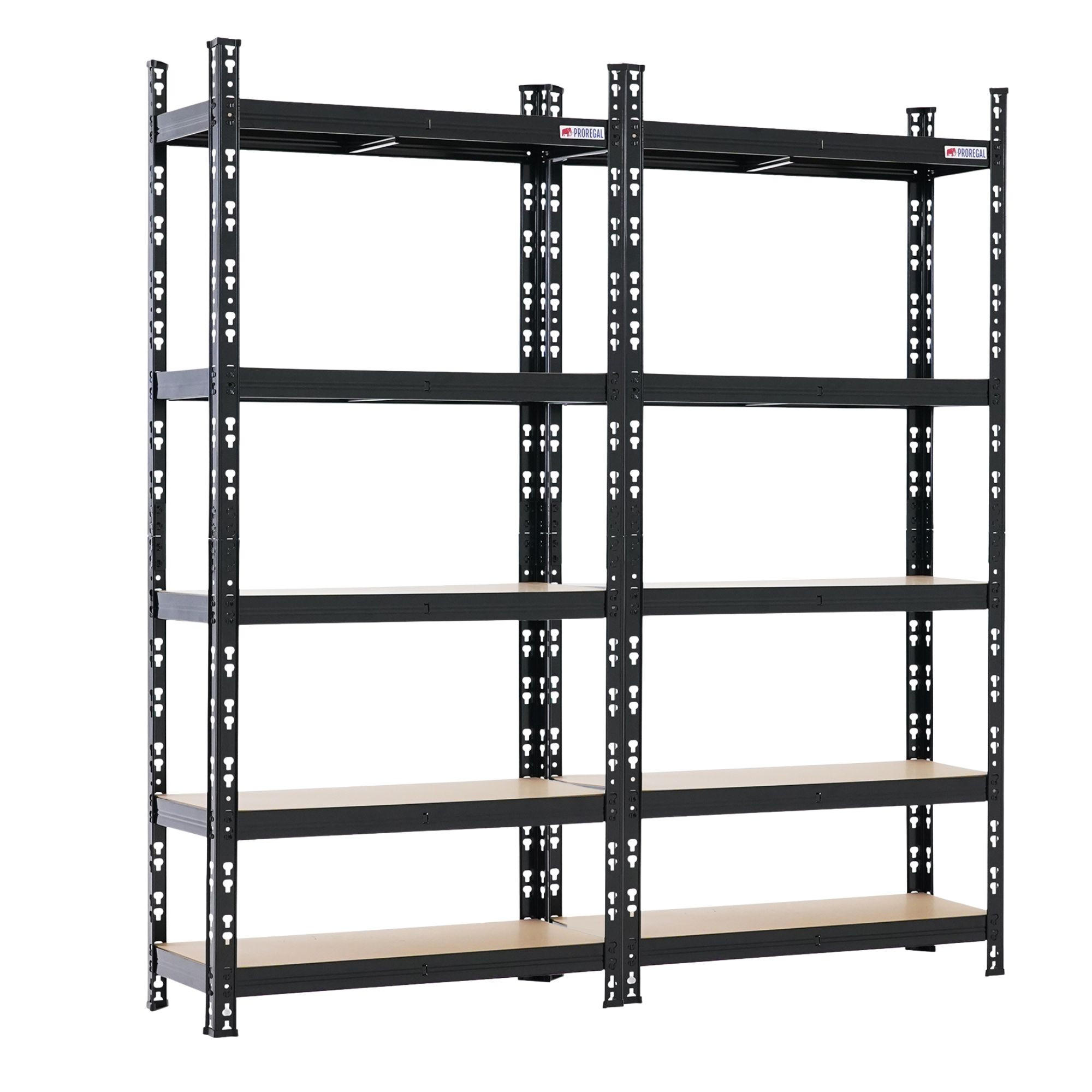 SCHWERLASTREGAL Mega Deal 2x Hermes 150x70x30cm 4 MDF-Platten-Ebenen 4mm Fachlast 175kg Schwarz - Schwarz, Metall (70/150/30cm) - PROREGAL