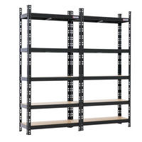 SCHWERLASTREGAL Mega Deal 2x Hermes 150x70x30cm 4 MDF-Platten-Ebenen 4mm Fachlast 175kg Schwarz - Schwarz, Metall (70/150/30cm) - PROREGAL