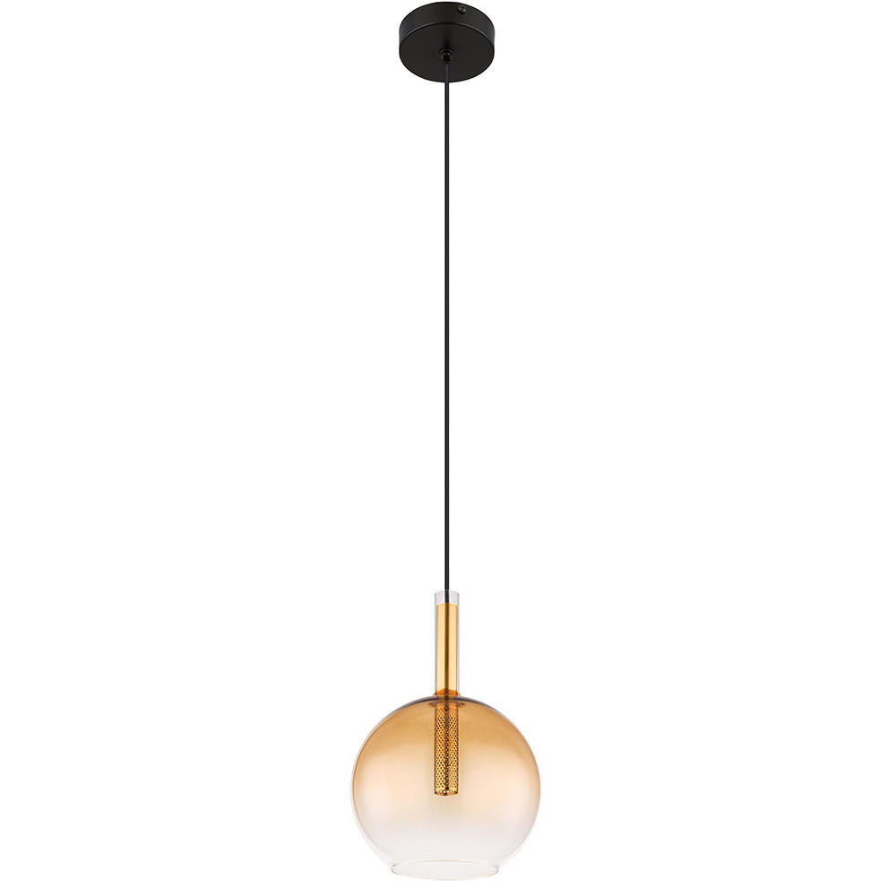 HÄNGELEUCHTE Metall Messing Schwarz - Messingfarben, Glas (18/18/120cm) - Globo Lighting