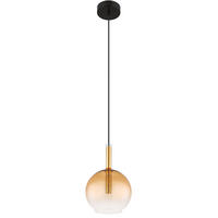 HÄNGELEUCHTE Metall Messing Schwarz - Messingfarben, Glas (18/18/120cm) - Globo Lighting
