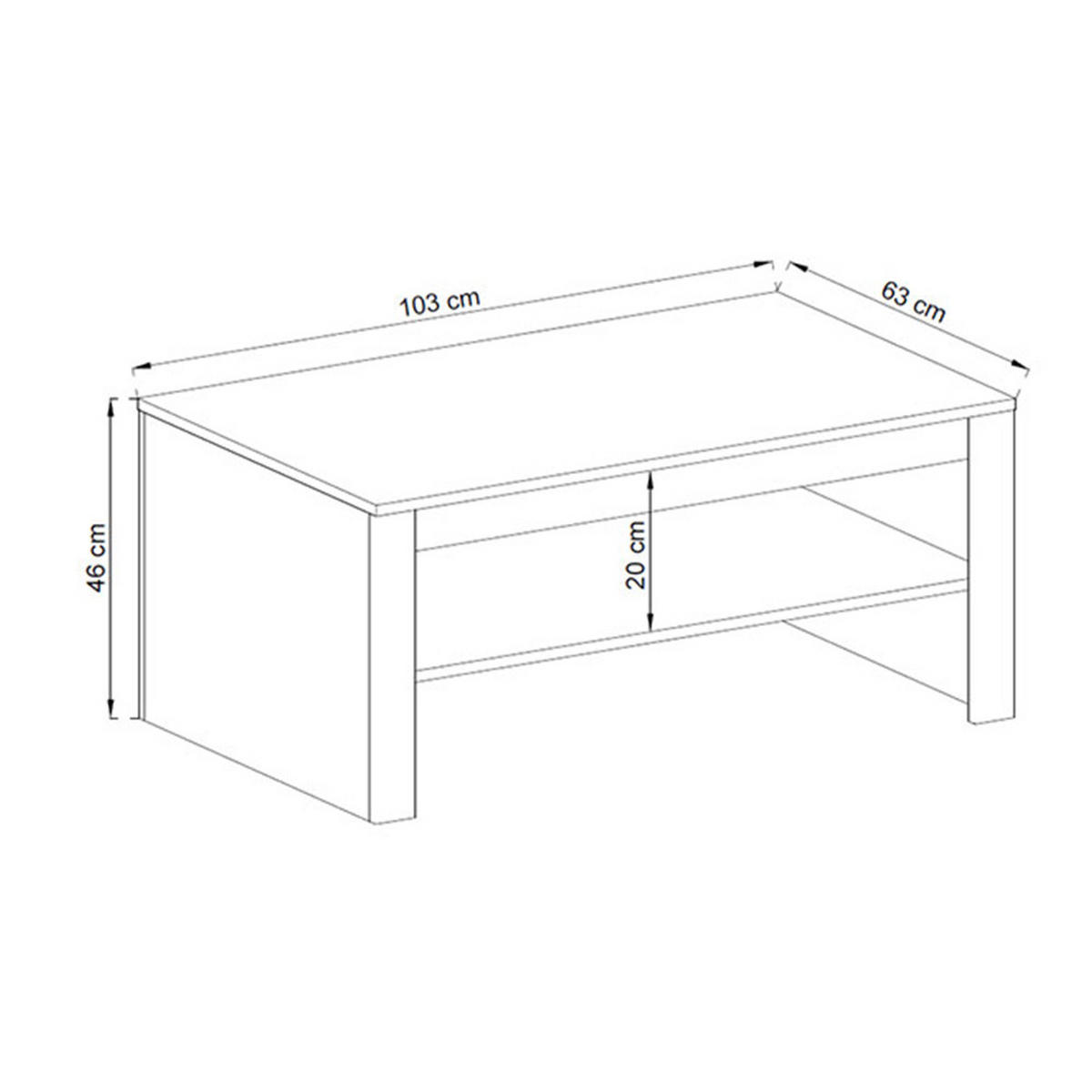 COUCHTISCH Falco Anderson Pinie - Absetzungen Eiche Riviera 103 / 63 / 46cm - Eichefarben/Pinienfarben, Holz/Holzwerkstoff (63/103/46cm) - Feldmann-Wohnen