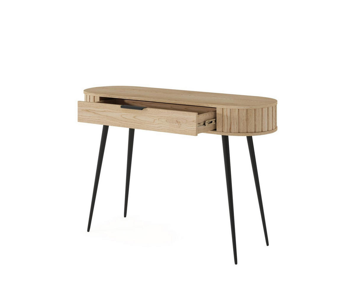 SCHMINKTISCH Rivo Eiche Cremona, mit geräumiger Schublade und Hochbeine - Eichefarben/Schwarz, Holzwerkstoff/Metall (40/120/80cm) - Bettso