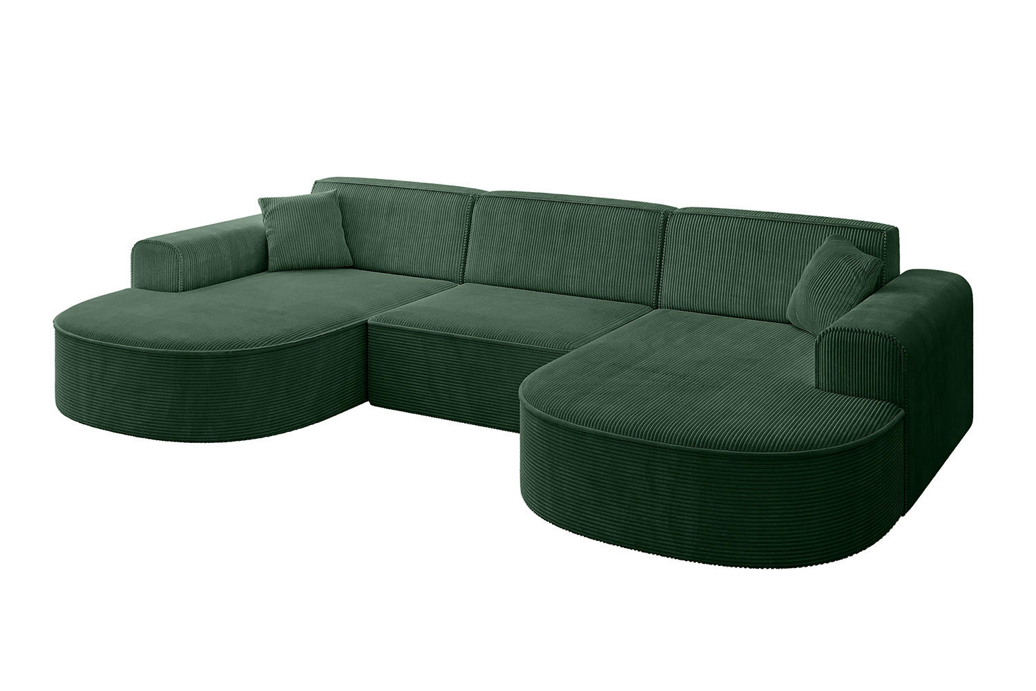 WOHNLANDSCHAFT MARI-U1 - 295x163x73,5 cm Grün Cord - Schwarz/Grün, Holzwerkstoff/Kunststoff (295/73.5/163cm) - ALTDECOR