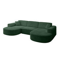 WOHNLANDSCHAFT MARI-U1 - 295x163x73,5 cm Grün Cord - Schwarz/Grün, Holzwerkstoff/Kunststoff (295/73.5/163cm) - ALTDECOR