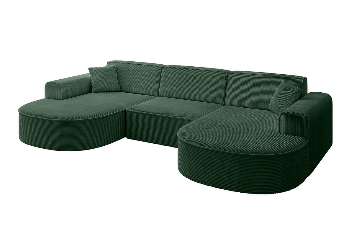 WOHNLANDSCHAFT MARI-U1 - 295x163x73,5 cm Grün Cord - Schwarz/Grün, Holzwerkstoff/Kunststoff (295/73.5/163cm) - ALTDECOR