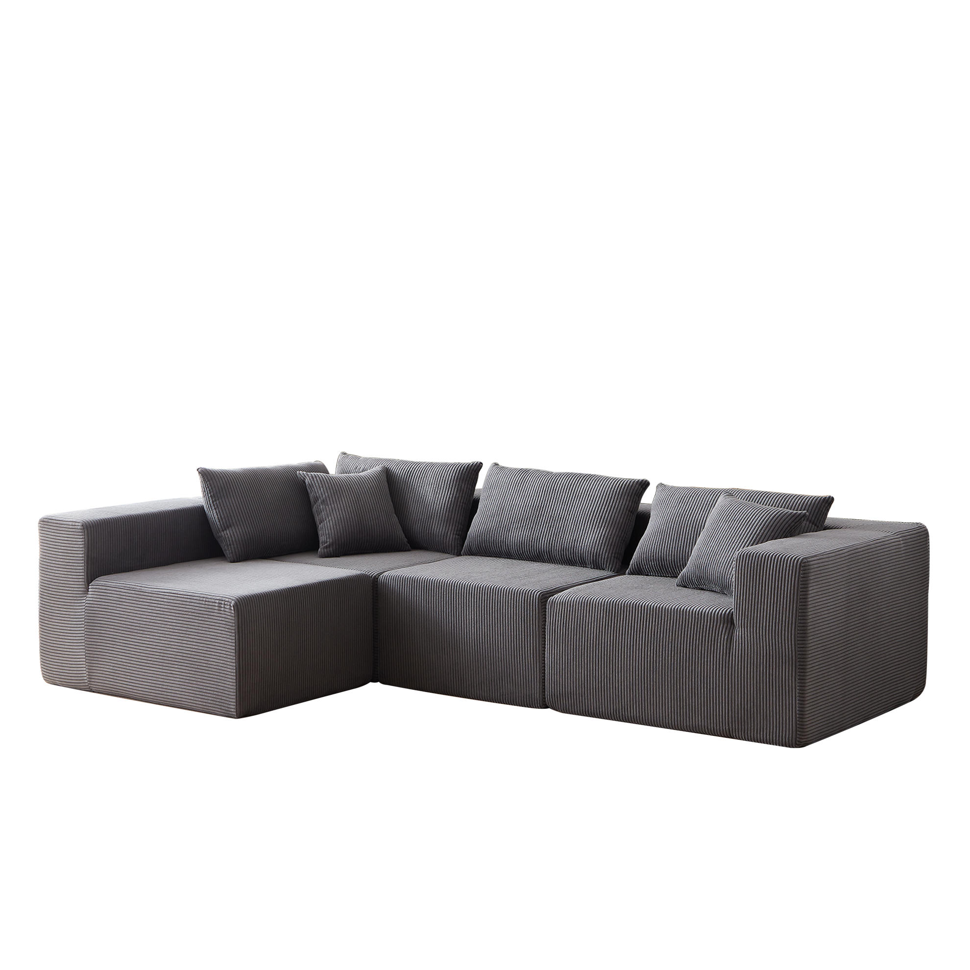 SOFA L-Form modular Cord Grey - Grau, Kunststoff (167/264cm) - Meubliv