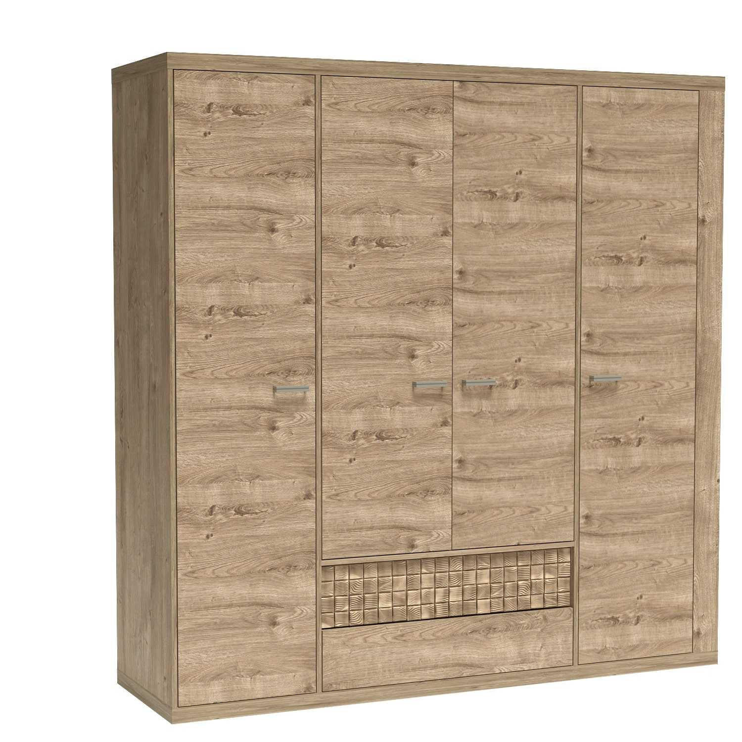KLEIDERSCHRANK NATURAL N-3 - Eichefarben, Holzwerkstoff (196/200/58cm) - Meblini