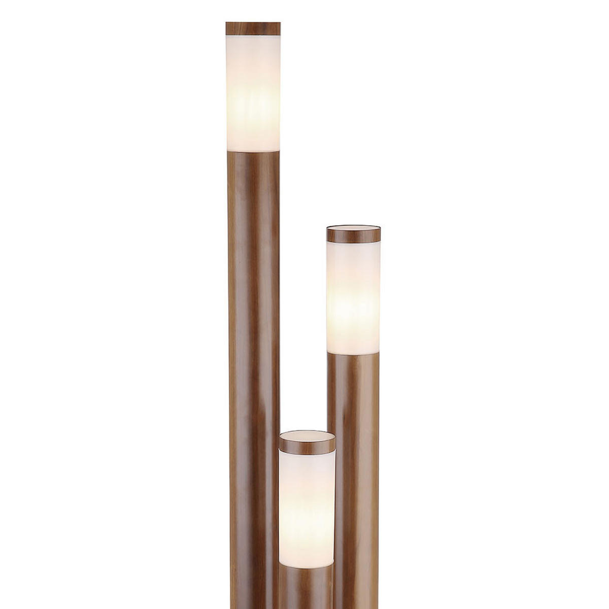 LED STEHLEUCHTE Edelstahl Braun Holzoptik - Braun, Kunststoff/Metall (28/28/170cm) - Globo Lighting
