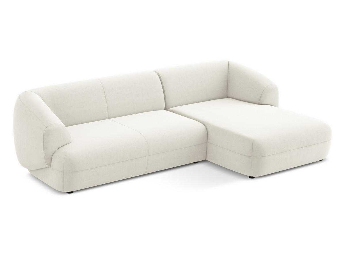 ECKSOFA Rechts Samt Stoff Beige - Beige/Creme, Kunststoff/Textil (280/156cm) - Makamii