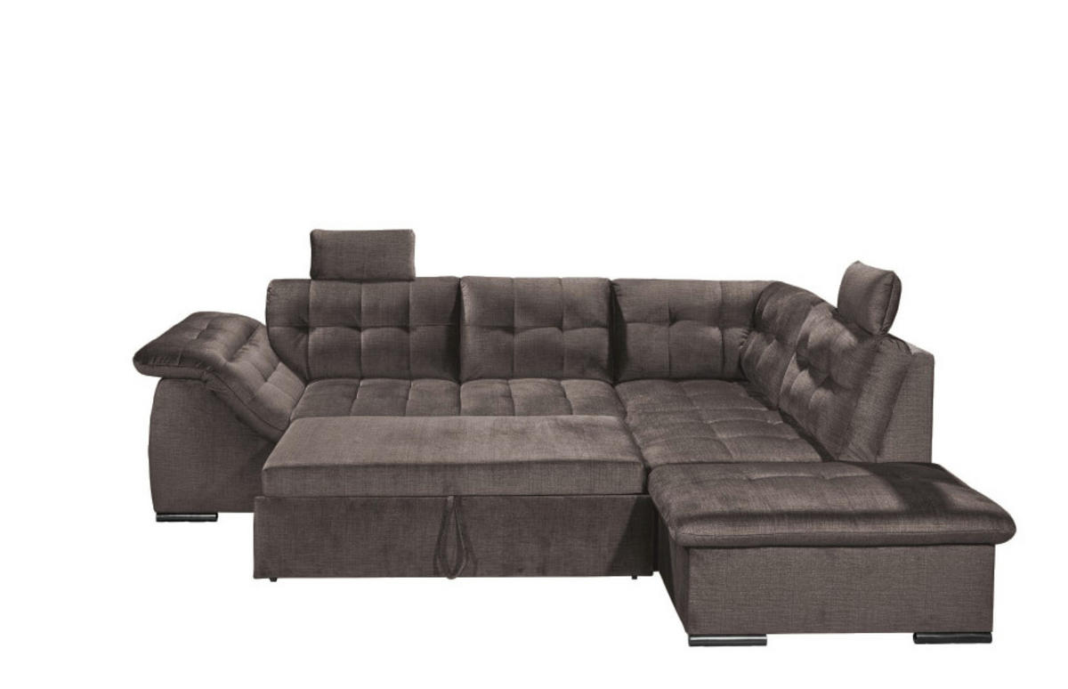 ECKSOFA mit Schlaffunktion und Bettkasten - Dunkelgrau, Kunststoff/Textil (217/283cm) - ed exciting design