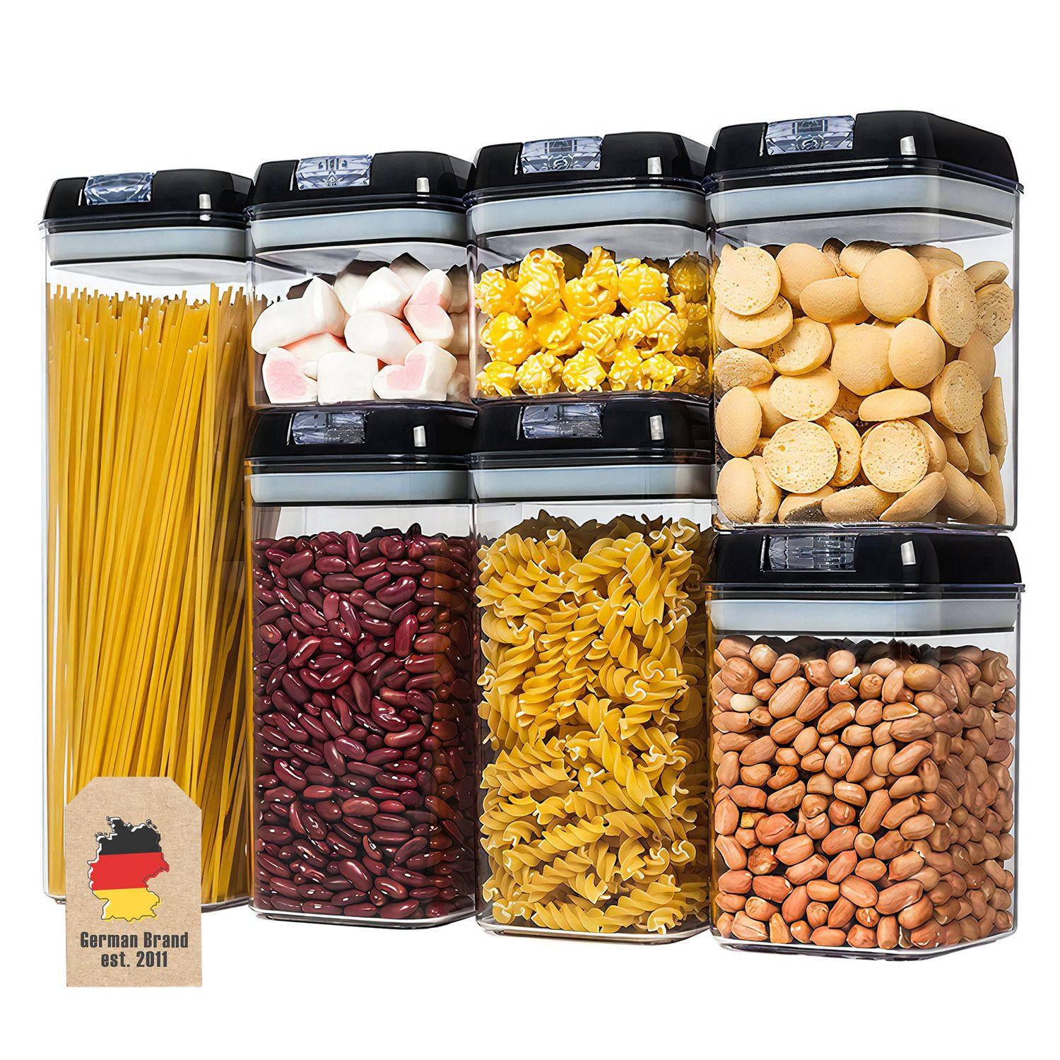 VORRATSDOSEN Set Aufbewahrungsboxen (7-tlg.) - Schwarz, Kunststoff - Intirilife