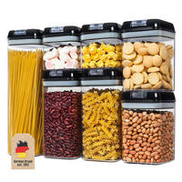 VORRATSDOSEN Set Aufbewahrungsboxen (7-tlg.) - Schwarz, Kunststoff - Intirilife