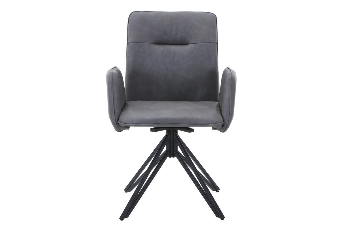 DREHSTUHL CEBU - Anthrazit/Schwarz, Leder/Metall (50/85/50cm) - SAM