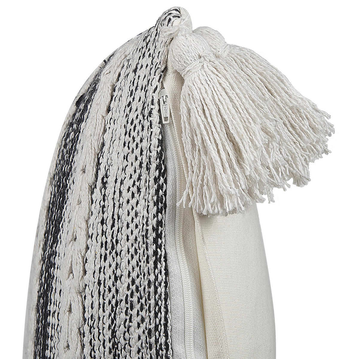 DEKOKISSEN 2er-Set Cremeweiß 45/45 cm Rochea - Ecru/Schwarz, Naturmaterialen/Textil (45/45cm) - Beliani