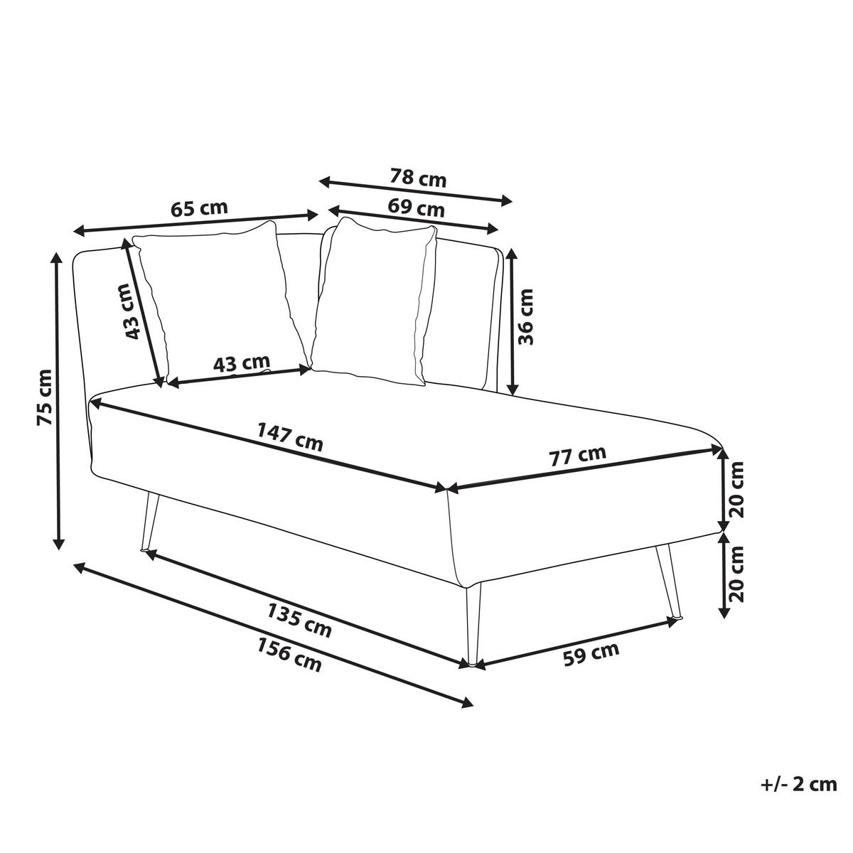 CHAISELONGUE cremeweiß linksseitig Riom - Schwarz/Weiß, Textil (156/75/77cm) - Beliani
