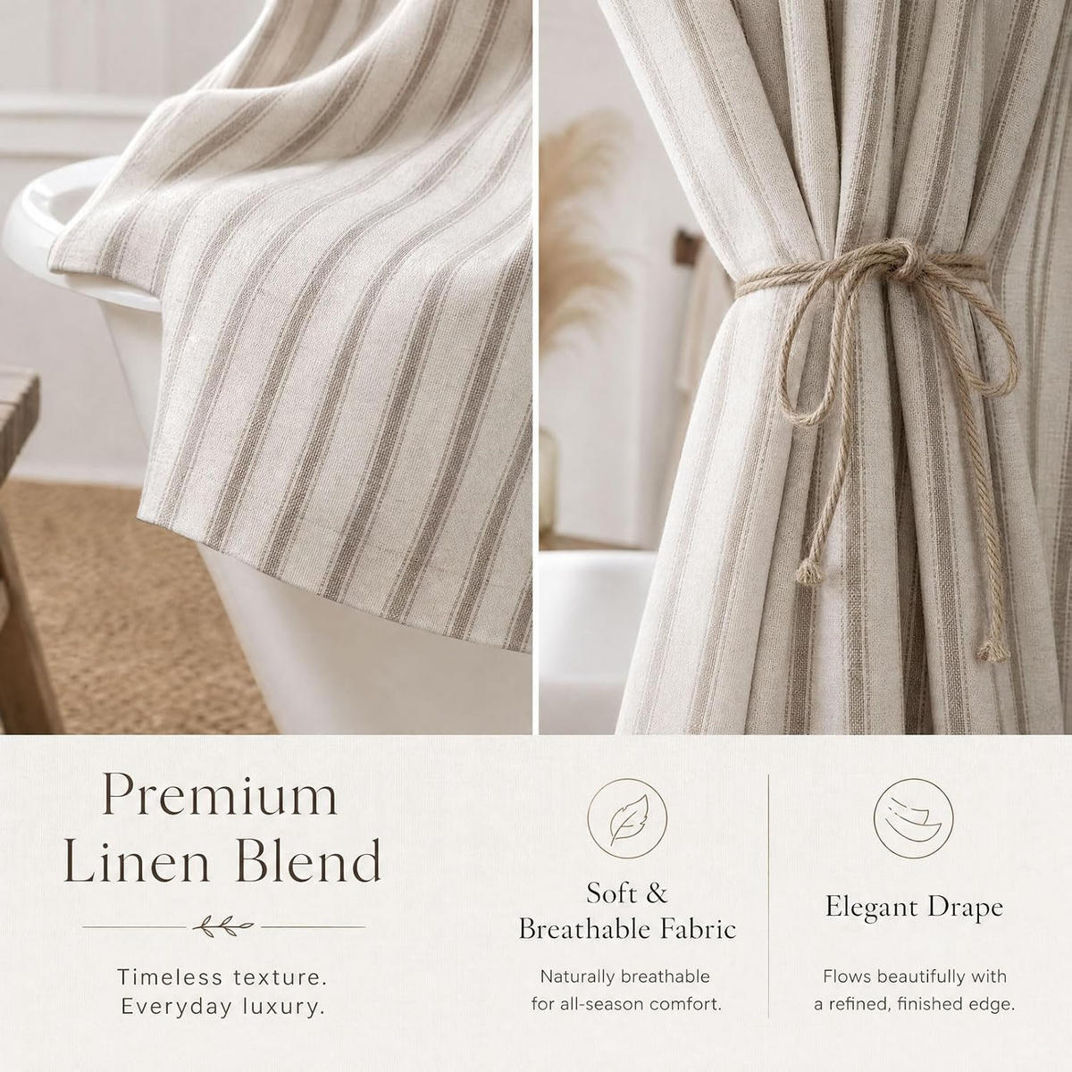 DUSCHVORHANG –Greige (B 150 × H 180 cm) - Greige, Textil (150/200cm)