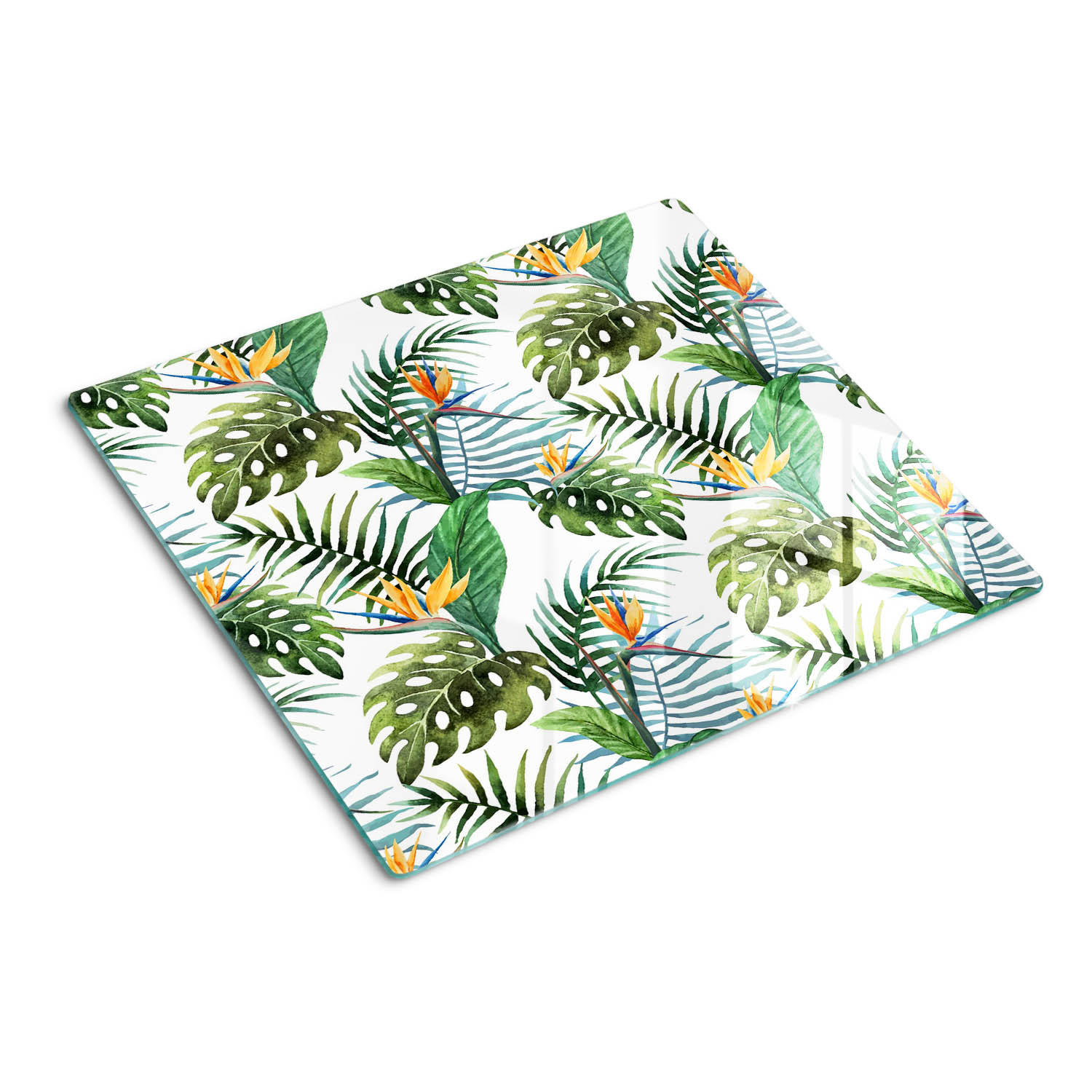 GLASPLATTE 60x52 cm Tropische Blumen - Grün, Glas (60/0.4/52cm) - TULUP