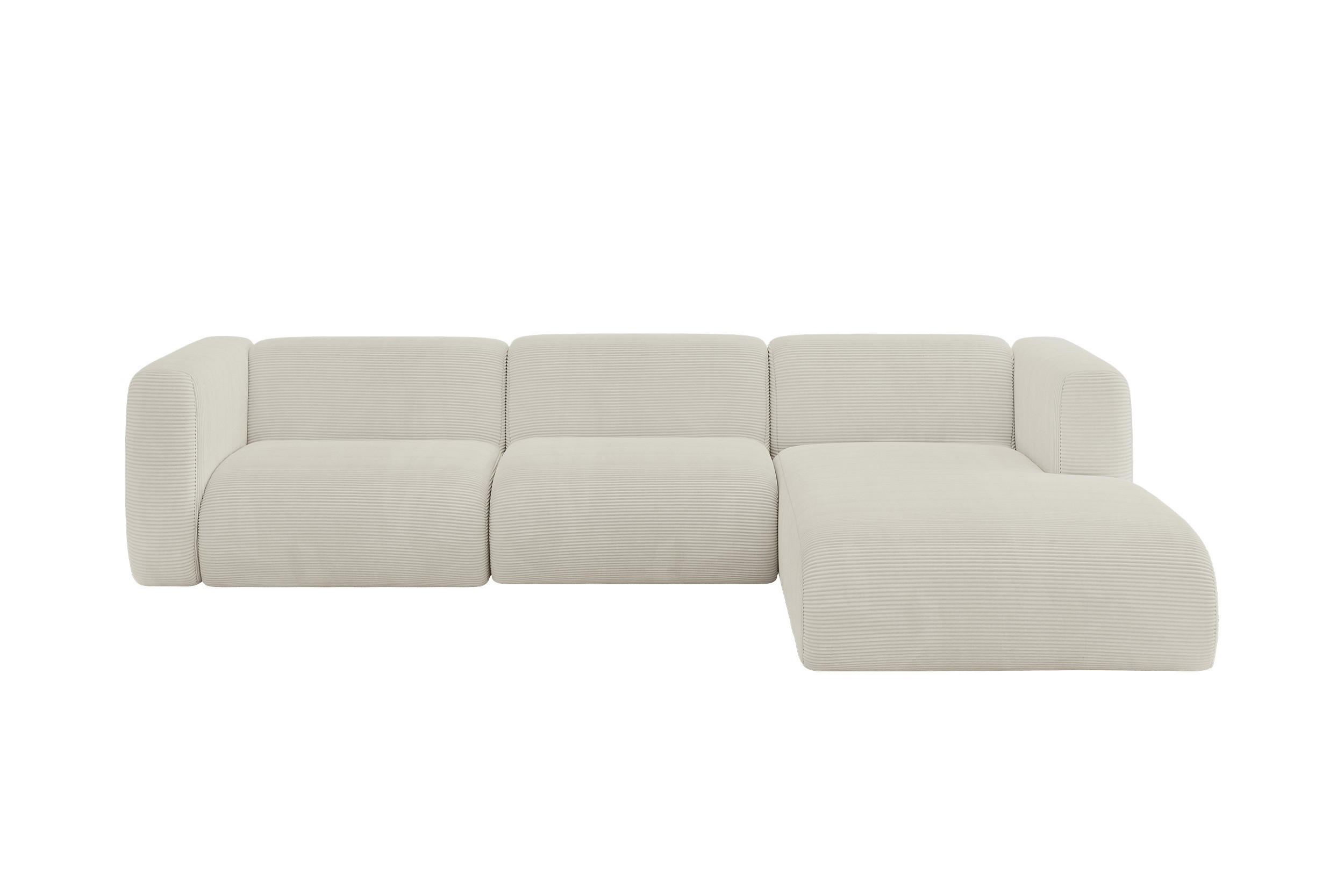 ECKSOFA Ottomane Rechts MIRA-L2 318x179x89 Creme Cord - Ecru/Creme, Holzwerkstoff/Kunststoff (318/179cm) - ALTDECOR
