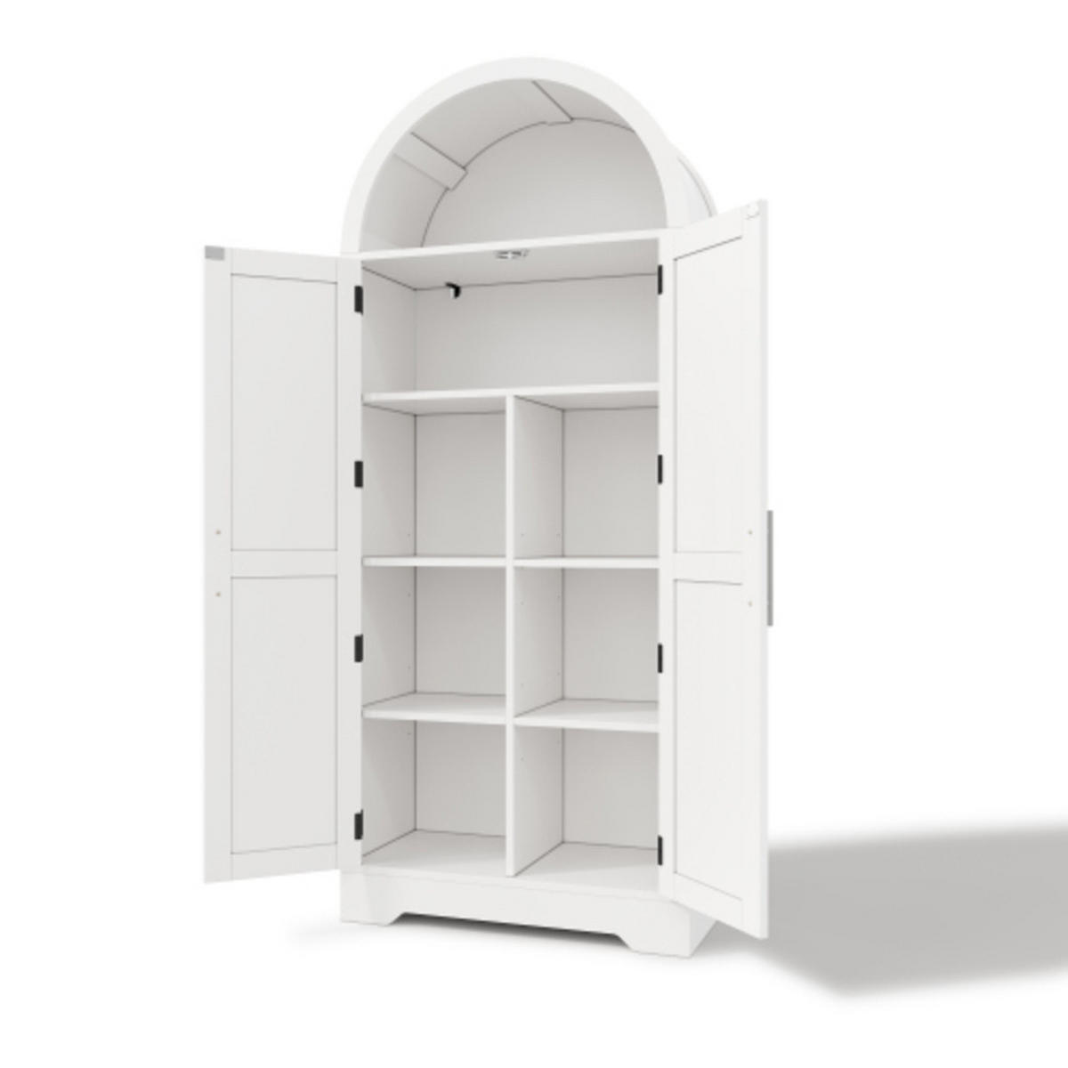 KÜCHENSCHRANK weiß aus MDF mit elegantem Bogendesign im Landhausstil 70 × 35 × 170 cm - Weiß, Holzwerkstoff (70/170/35cm) - Luhomfu