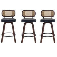 BARHOCKER 3er-Set,Drehstuhl,360° drehbar,PU-Leder,Schwarz - Schwarz, Holz (42/90/56cm) - LVHOM