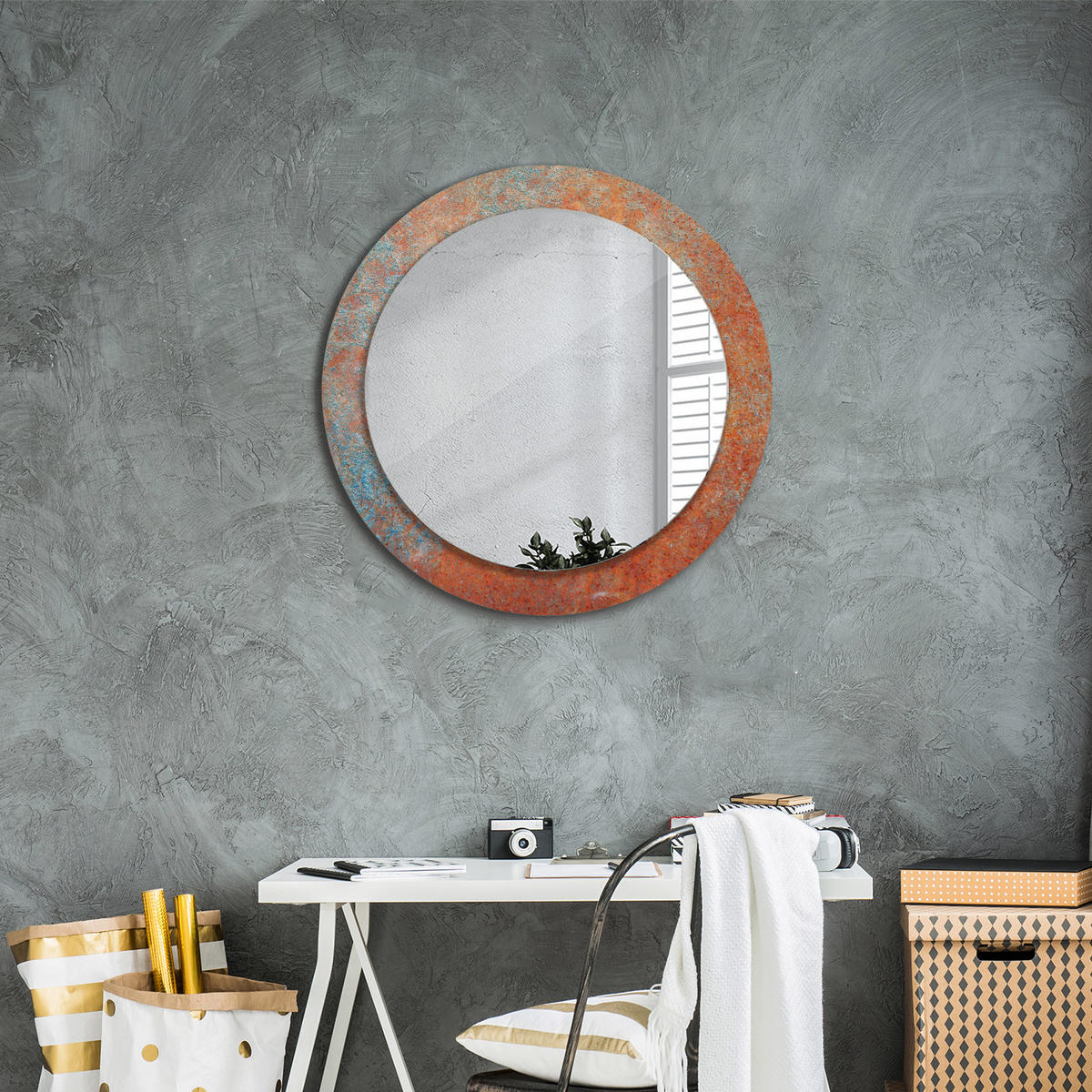 SPIEGEL Ø70 cm Rund mit Aufdruck - Orange, Glas (70/70/0.4cm) - TULUP