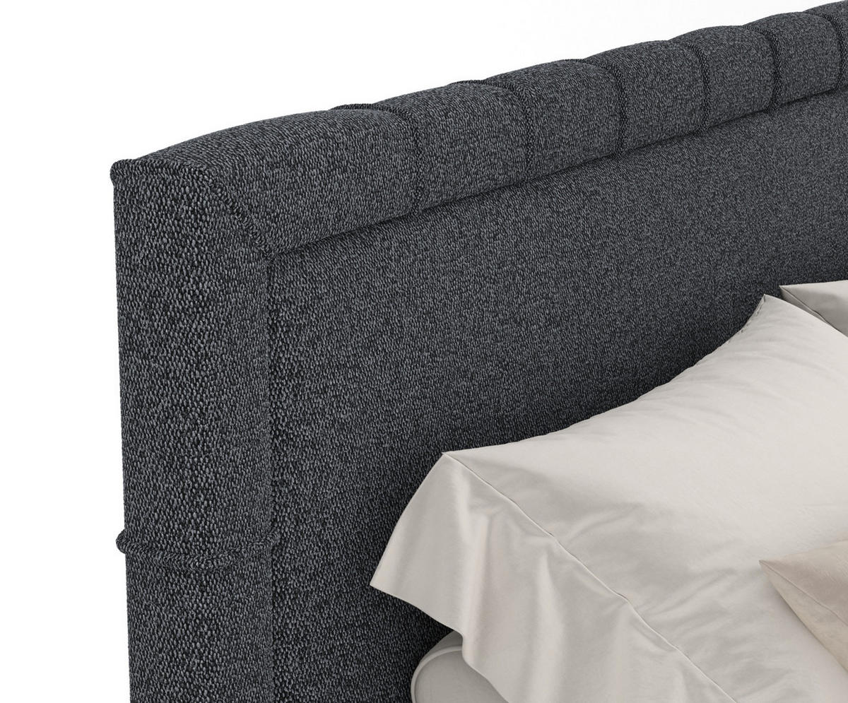 BOXSPRINGBETT Rimini Schwarz 200/200 cm mit Matratze und Topper - Schwarz/Naturfarben, Holz/Holzwerkstoff (200/200cm) - Maison de Reve