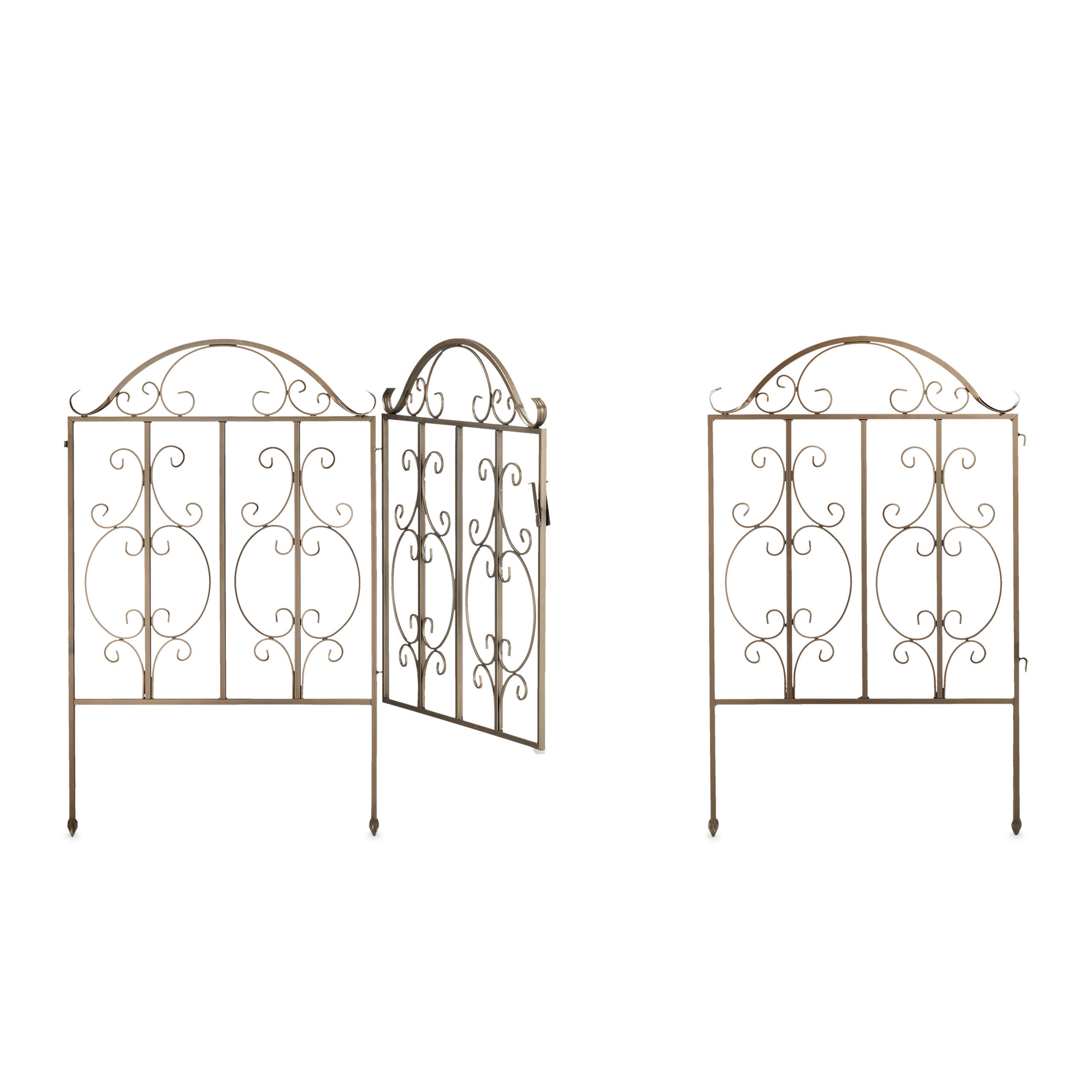 3-TLG.GARTENTOR - Dunkelbraun, Metall (185/98.5cm) - Relaxdays