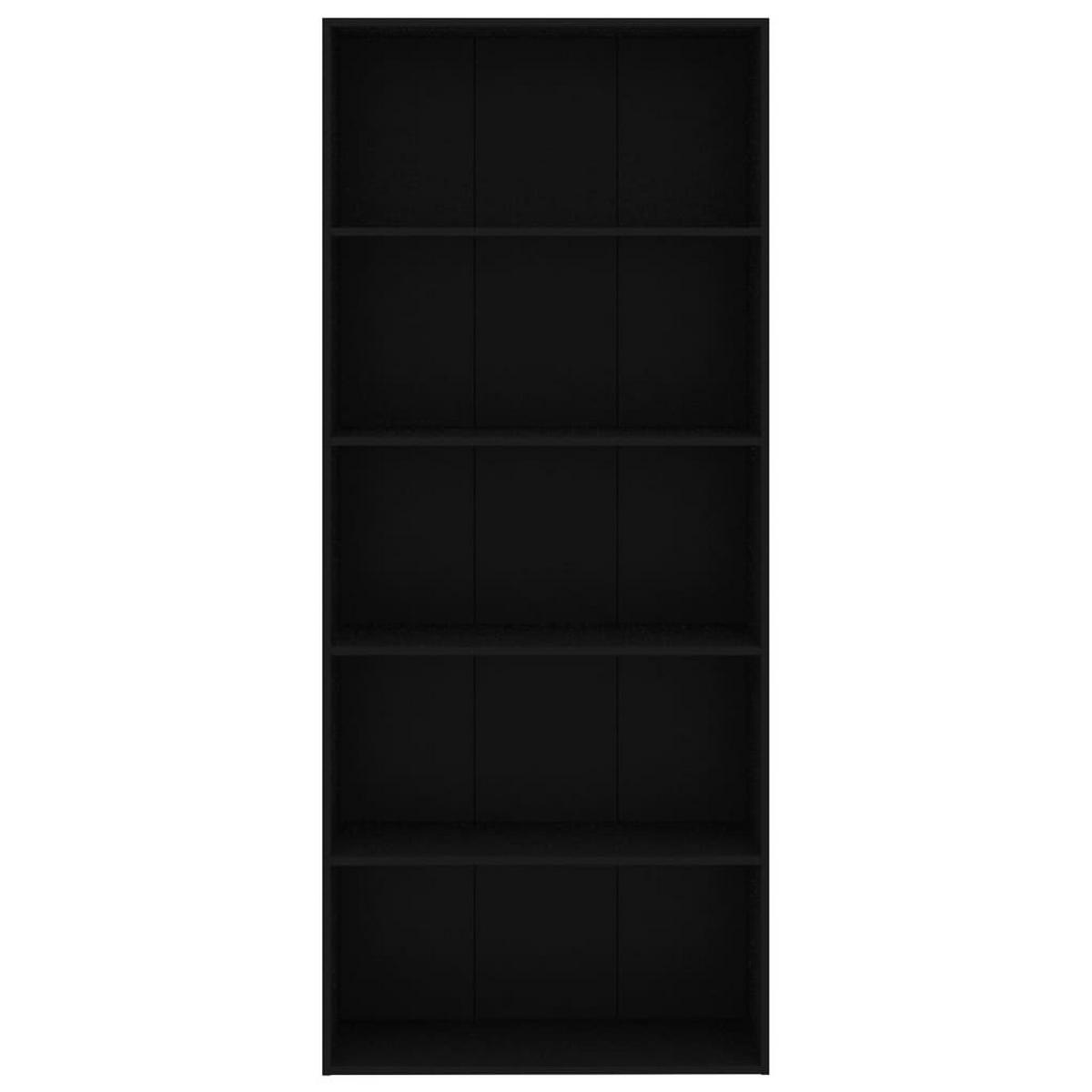 BÜCHERREGAL 5 Fächer Schwarz 80x30x189 cm Holzwerkstoff - Schwarz, Holzwerkstoff (80/189/30cm) - furnicato