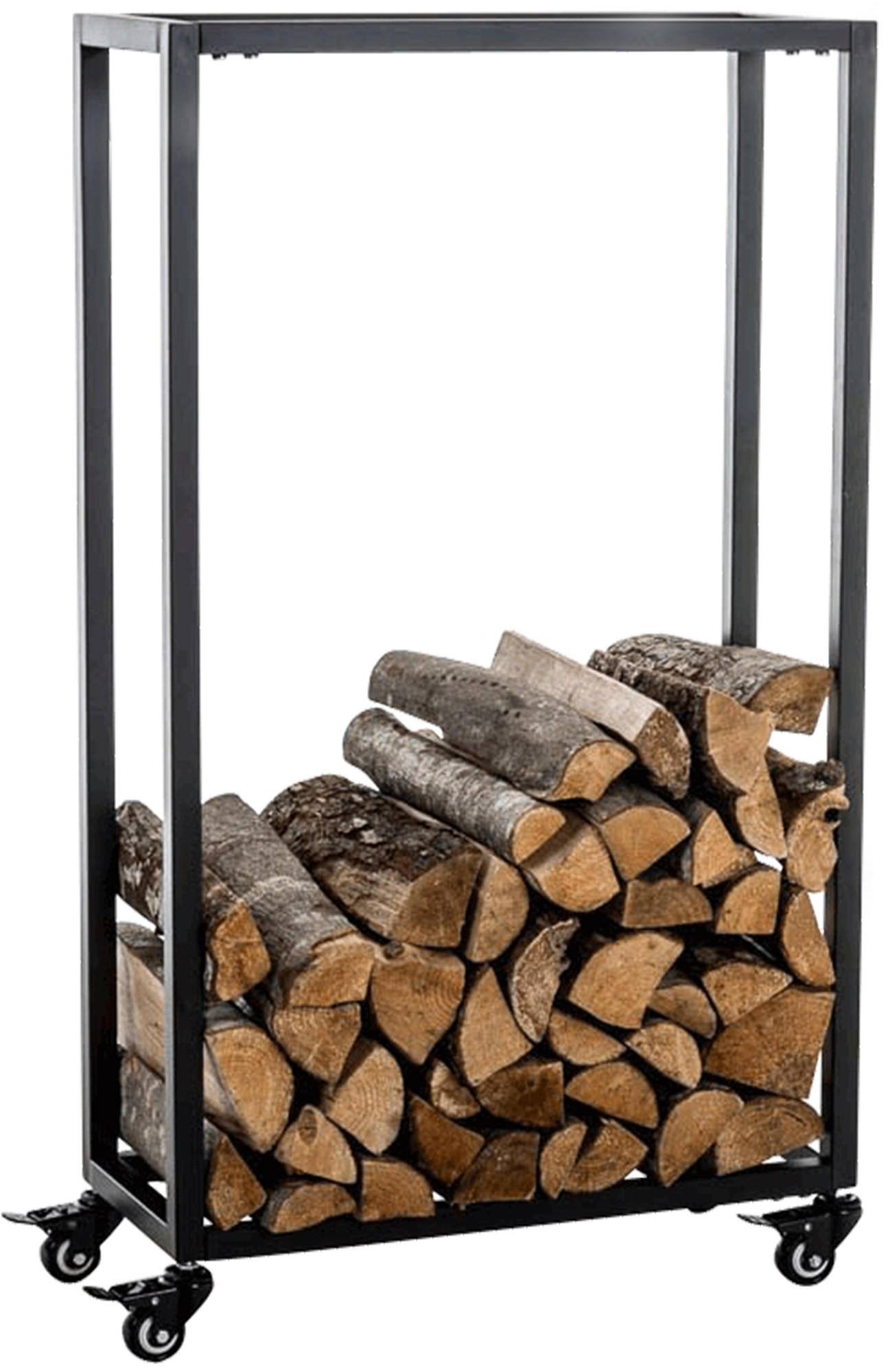 Deluke Kaminholzregal Schwarz 40x100x25 cm