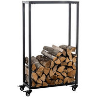 KAMINHOLZREGAL innen Metall BETTA mit Rollen 25x40x100 cm - Schwarz, Metall (40/100/25cm) - DELUKE