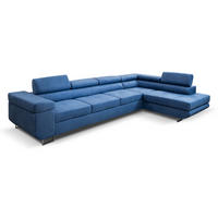 ECKSOFA Marlene IV L-Form mit verstellbaren Kopfstützen Schlaffunktion Bettkasten 347 cm rechts blau - Blau, Kunststoff (202/347cm) - Margaret Hadas24