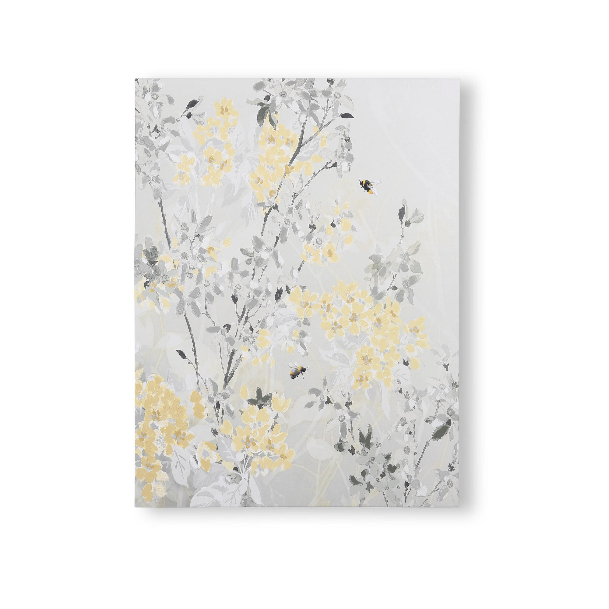 LEINWANDBILD Frühlingsblüten - 80x60cm - Gelb/Grau, Holzwerkstoff (60/3cm) - Graham & Brown