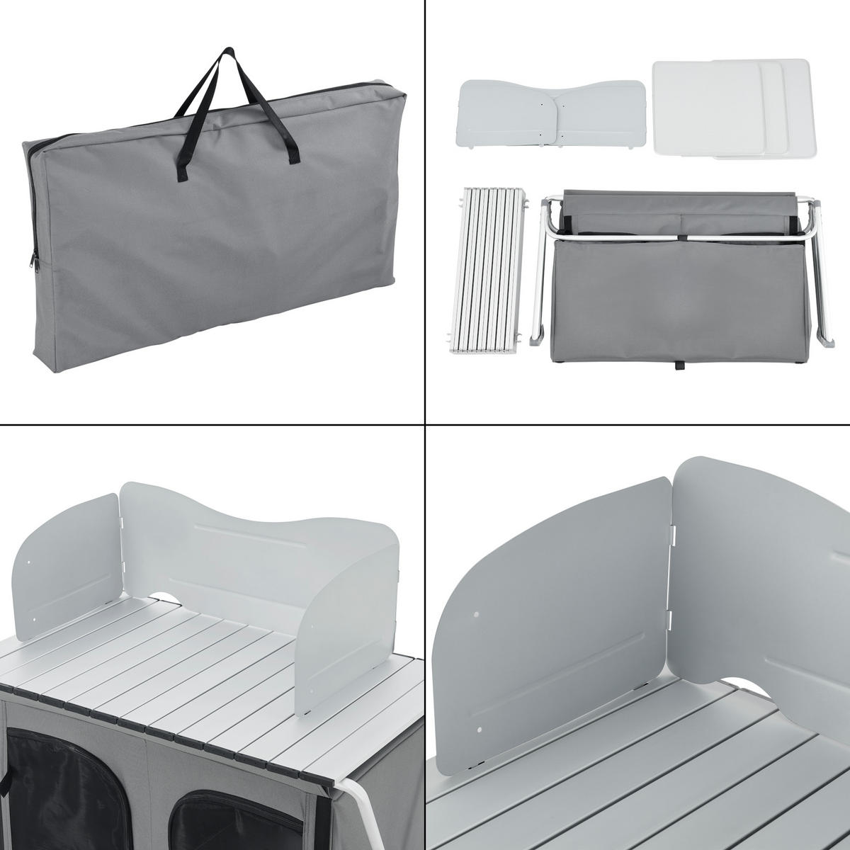 CAMPINGSCHRANK Tullinge - Grau, Textil/Metall (50.5/80/104.5cm) - [en.casa]