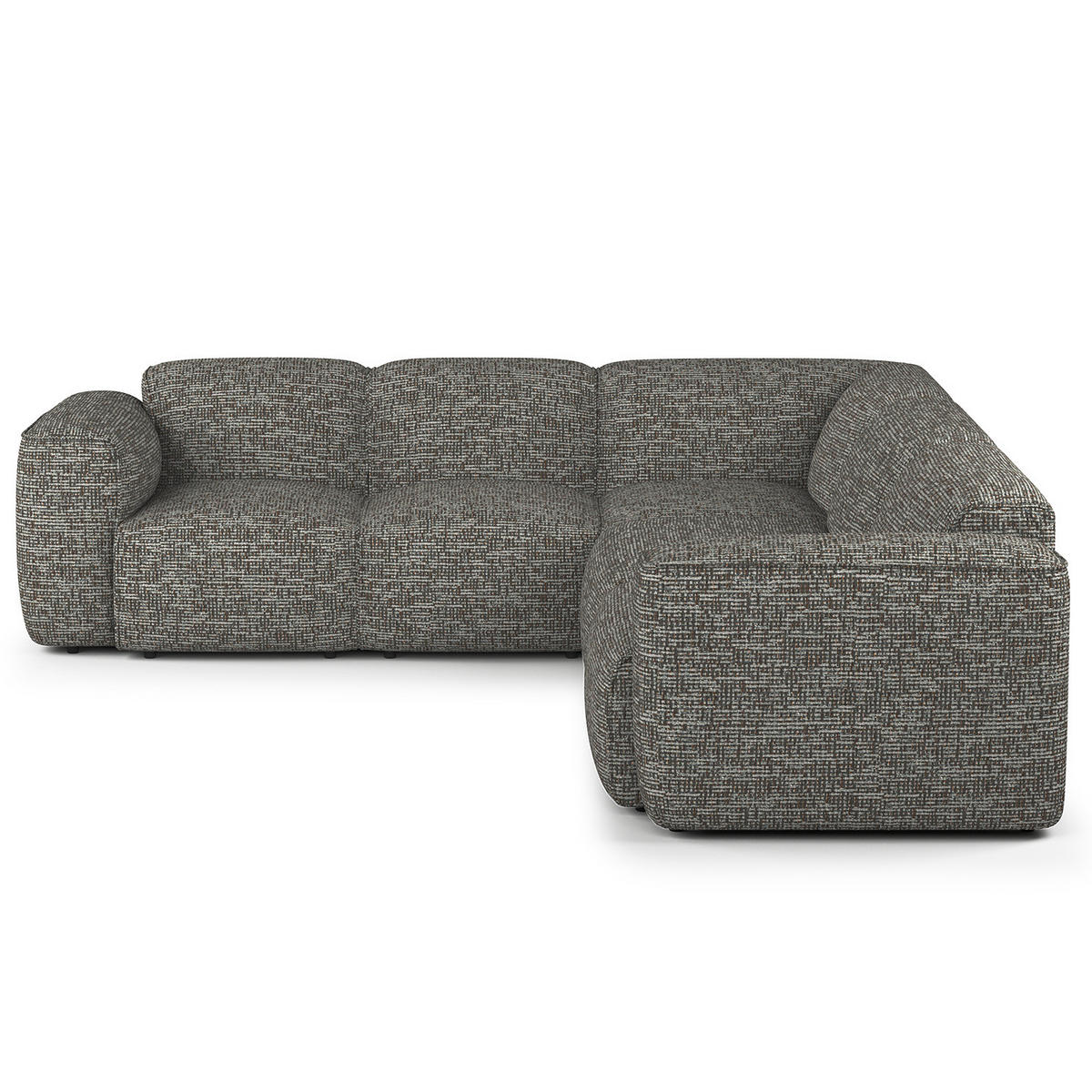 ECKSOFA mit Rundecke - Schwarz/Grau, Kunststoff/Textil (325/260cm) - home24