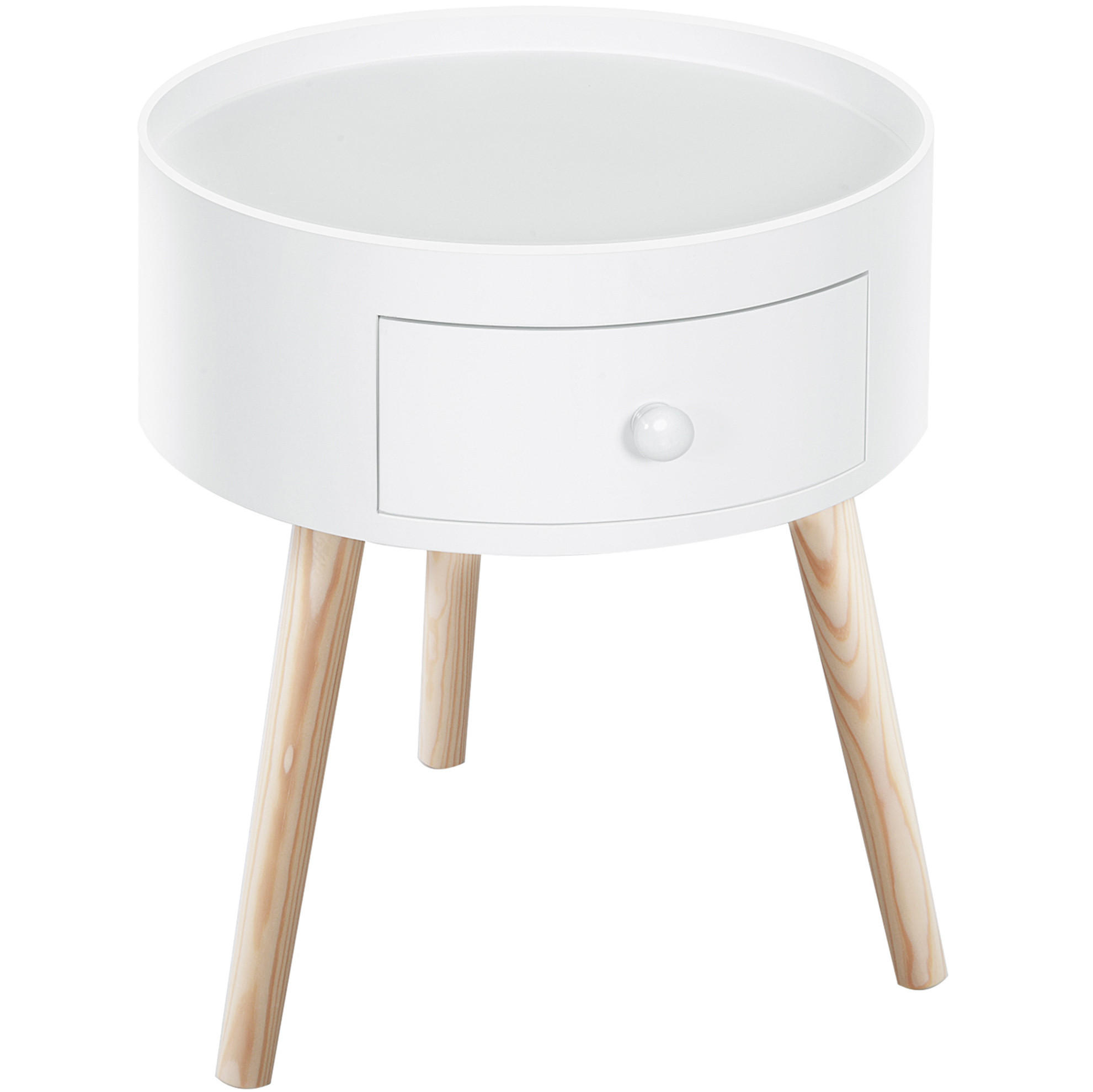 BEISTELLTISCH 38/38/45 cm mit Schublade, skandinavisches Design aus Holz, Weiß - Weiß, Holzwerkstoff (45/28/95cm) - Redom