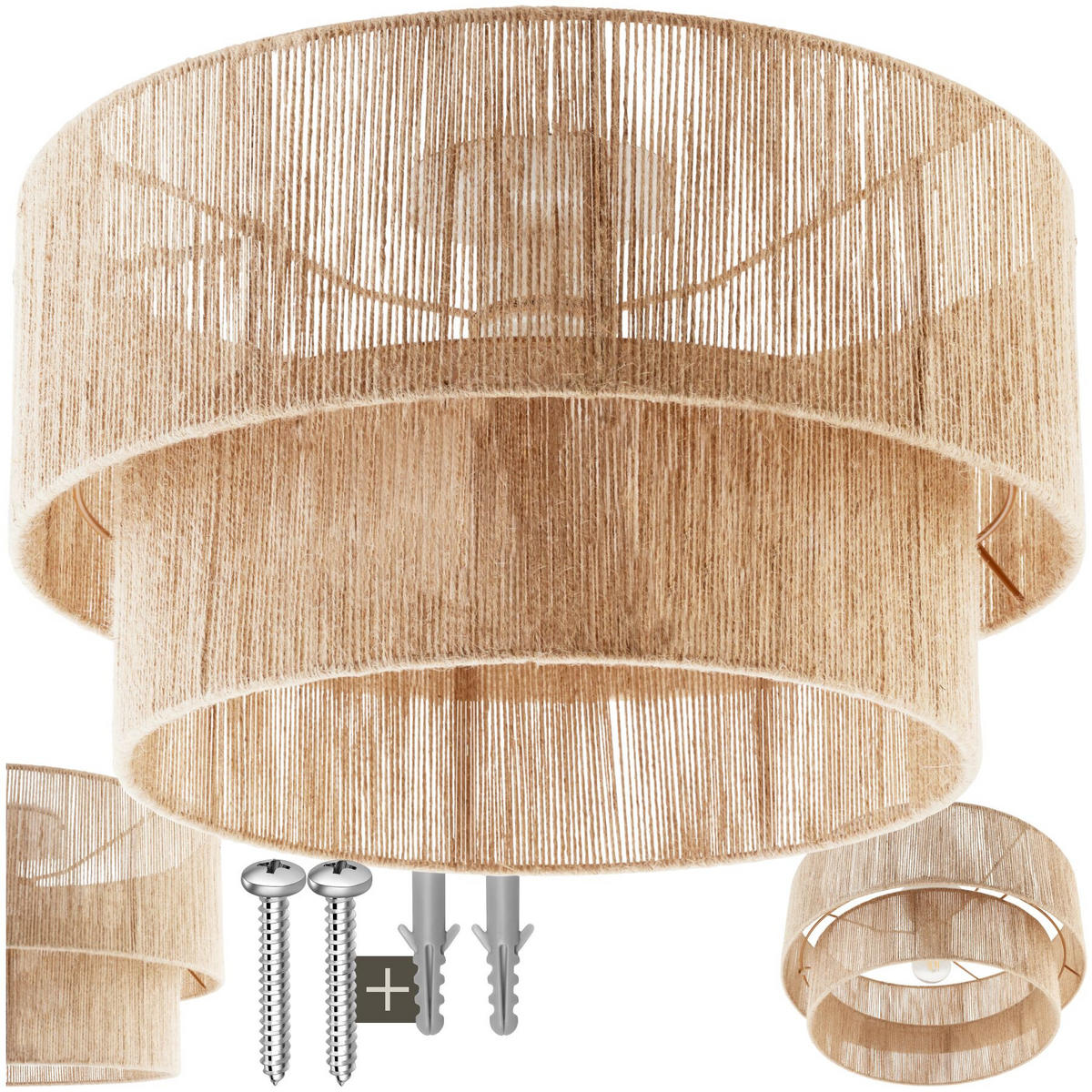 DECKENLEUCHTE Lignea Lux Aus Jute , 45 x 25 cm , braun - Braun, Metall (45/45/27.5cm) - tectake