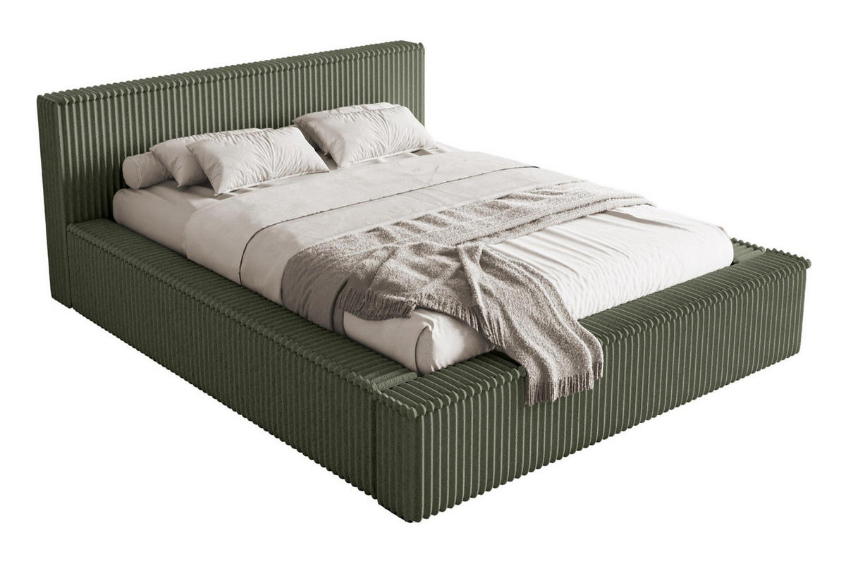 POLSTERBETT AFFOLIO Khaki 180x200 cm - Schwarz/Grün, Holz/Textil (180/200cm) - Selsey