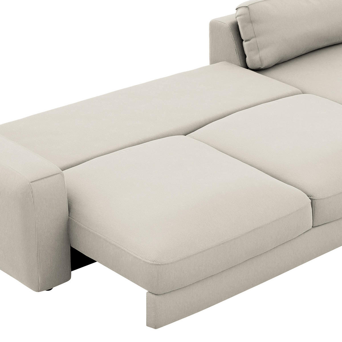 ECKSOFA mit Schlaffunktion - Hellgrau, Kunststoff/Textil (303/176cm) - home24