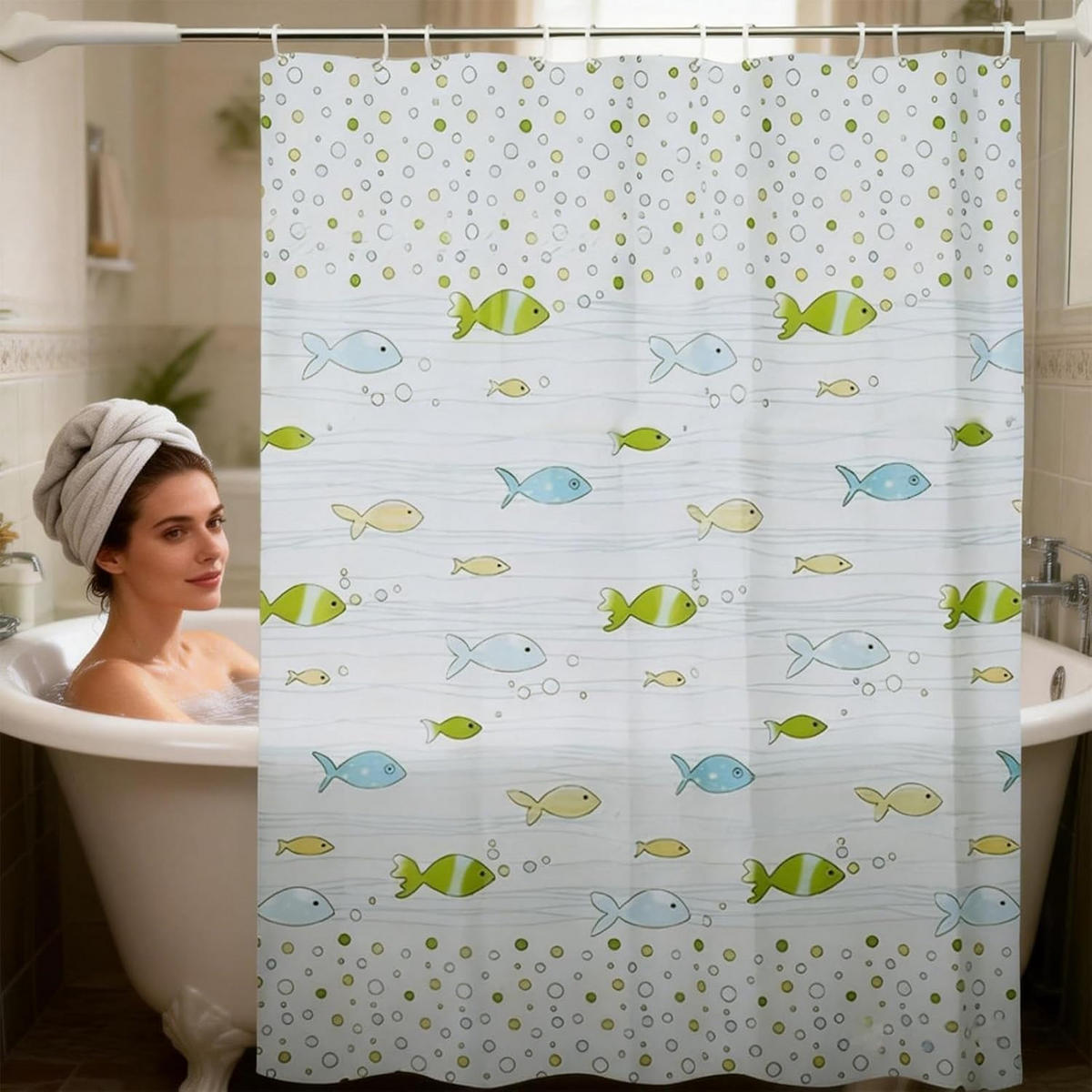 DUSCHVORHANG – 180 x 200 cm – inklusive Haken - Multicolor, Kunststoff (180/200cm)