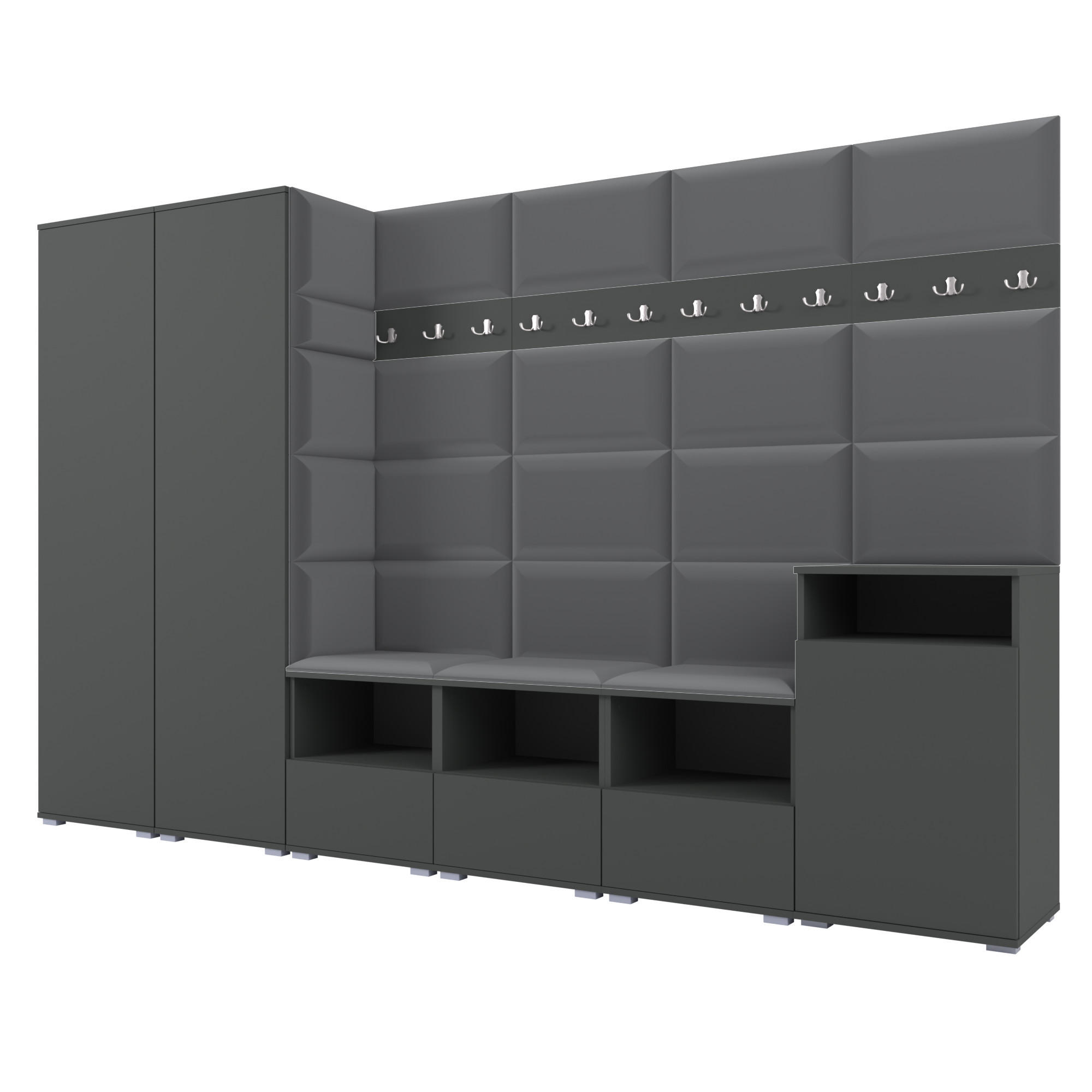 Ravio Garderobe Graphit, Dunkelgrau 300x187x40 cm