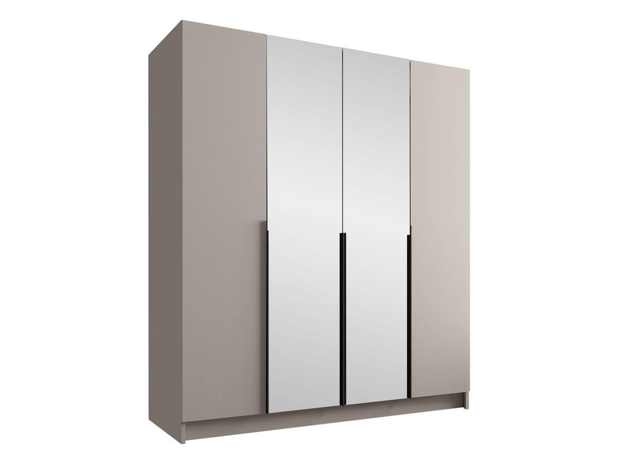 KLEIDERSCHRANK Santi II - Kaschmir/Schwarz, Holzwerkstoff/Metall (200/215/58cm) - MIRJAN24