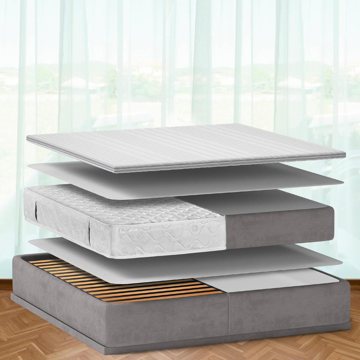 MATRATZENSCHONER BeauTect mit Noppen 200/200 cm - Weiß, Kunststoff/Textil (200/200cm) - Beautissu 