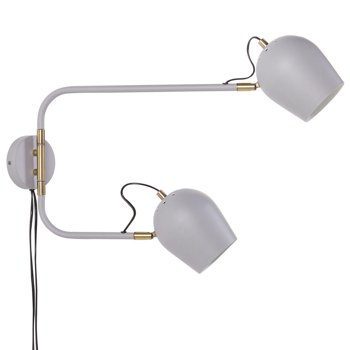 WANDLAMPE Grau/Weiß/Messing Estrella - Messingfarben/Weiß, Metall (13/56/54cm) - Beliani