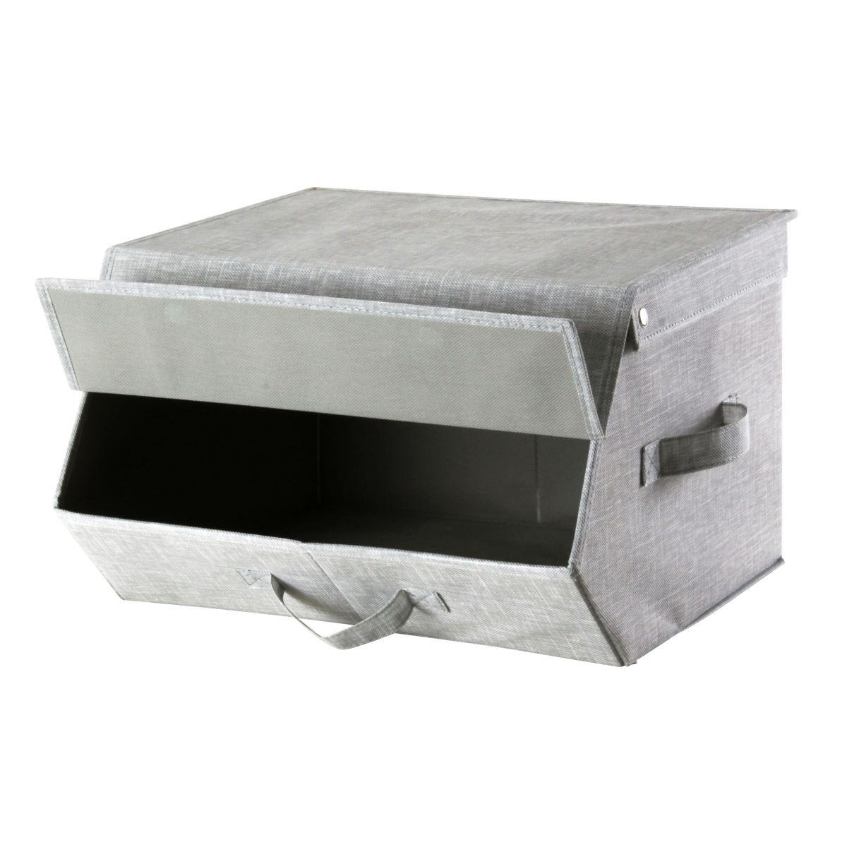 AUFBEWAHRUNGSBOX mit Deckel und Klappdeckel - L19 cm - Grau, Karton (35/24/19cm) - Calicosy
