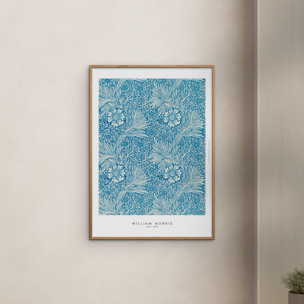 POSTER mit Rahmen William Morris - Blues - Blau/Eichefarben, Holz/Papier (50/70cm) - Poster&Frame