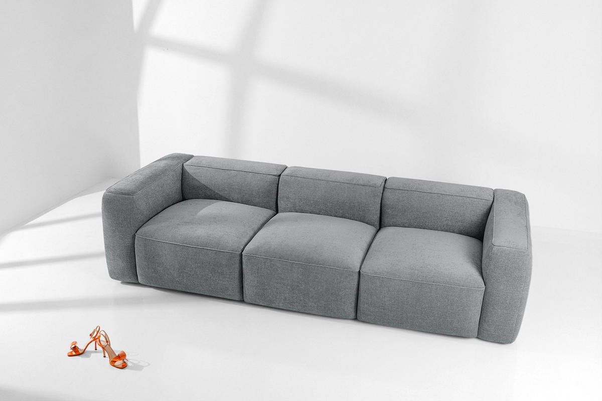 3-SITZER SOFA FUBBO, Grau - Grau, Holz/Holzwerkstoff (290/73/96cm) - KONSIMO®