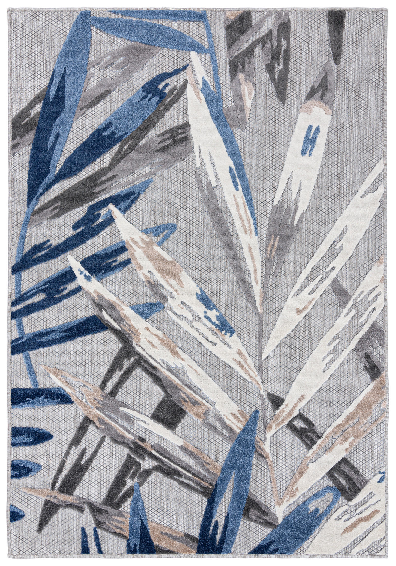 TEPPICH Outdoor Blue Pflanzlich Kurzflor Rechteckig Grey - 80x150 cm - Hellgrau, Textil (80/150cm) - Mazovia